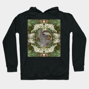 Sleepy Sloth Surrounded by Wildflowers Hoodie